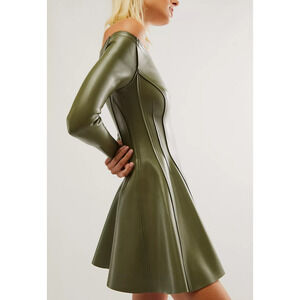 Norma Kamali Green Off Shoulder 'Grace' Mini Dress Size XS - NWT